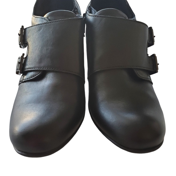 BOC‎ Born Concepts Ankle Booties Comet Womens 7M Leather Black Buckle Block Heel - Picture 9 of 16